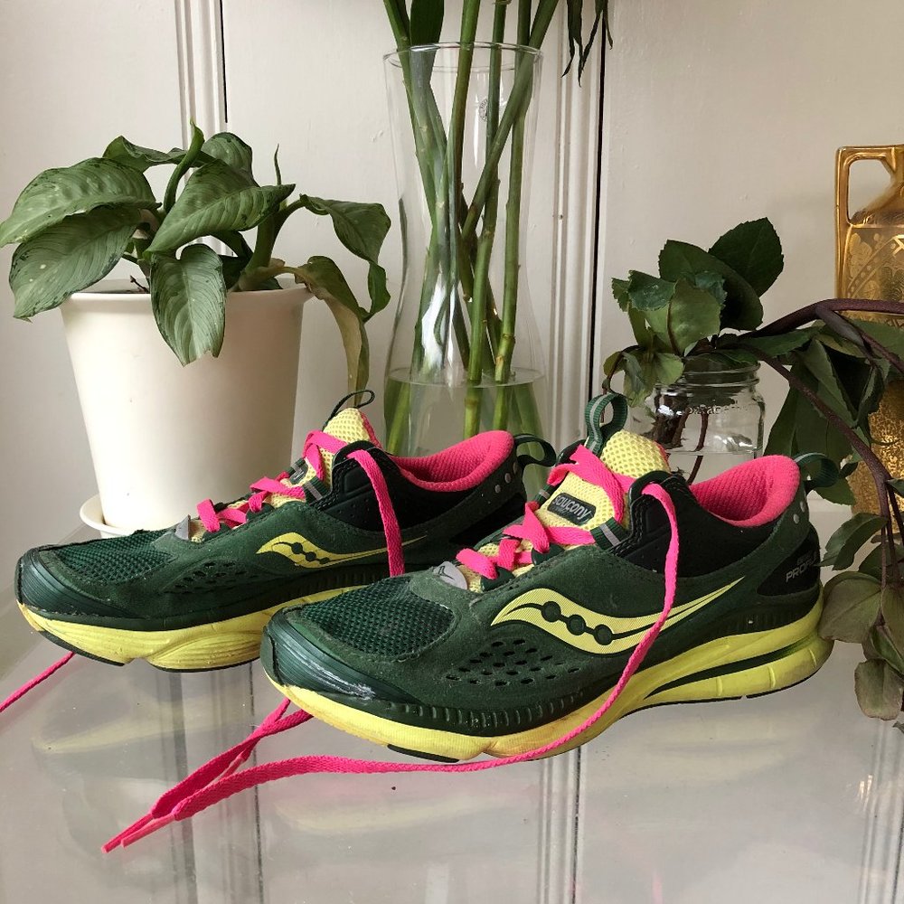 Saucony Running Shoes in Green/Yellow/Hot Pink